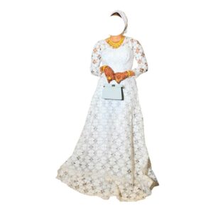 AL19102026, Robe Bordé Blanc, Taille XL, Foulard
