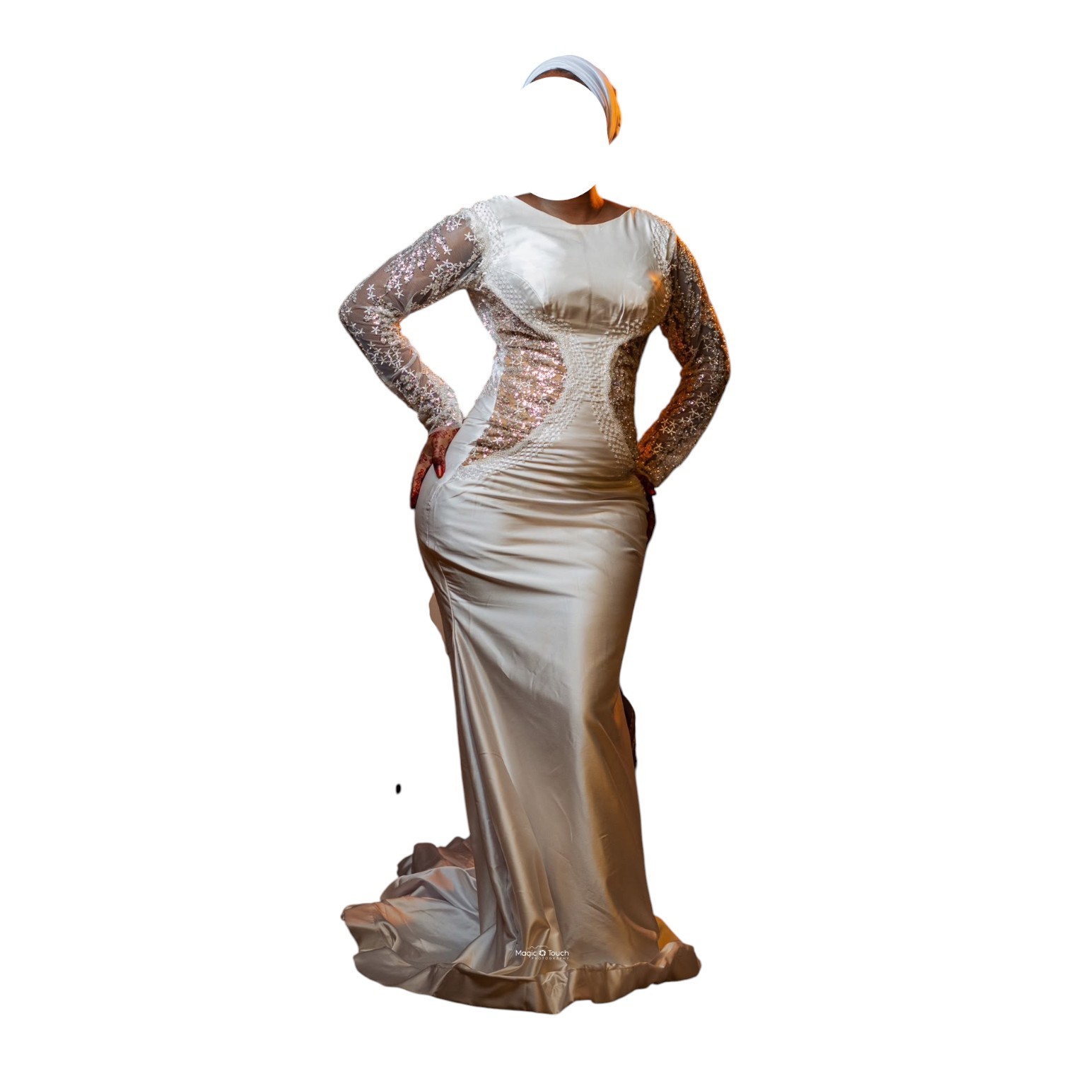 AD26102026, Robe de Soirée, Taille XL, Turban